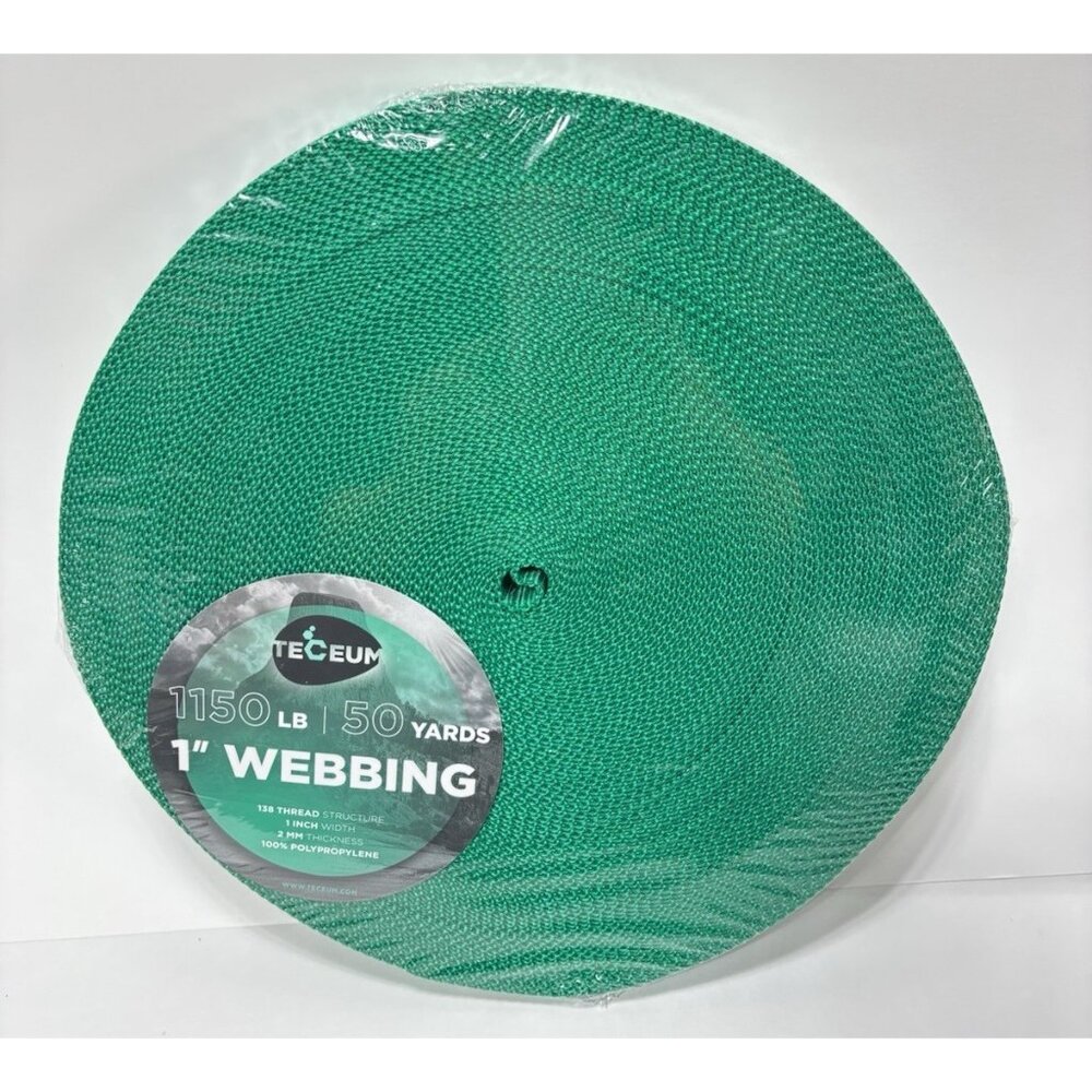 1" Webbing Roll Green 50 Yards 1150 lbs Heavy Duty Nylon Strap Outdoor Use New